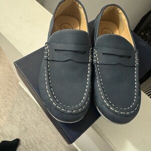 Boys 1901 navy faux leather loafer size 5
